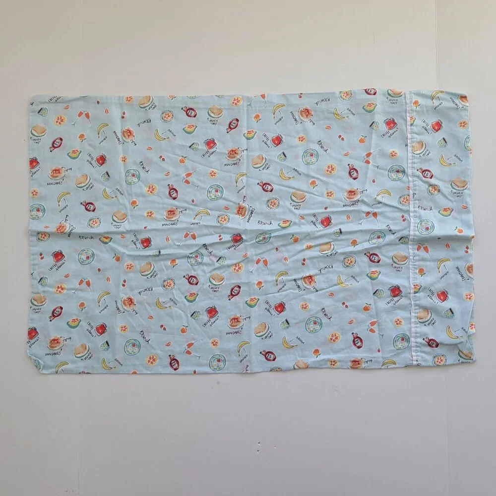 Martha Stewart Macy's Exclusive Breakfast Brunch Cotton Pillowcase Standard Blue